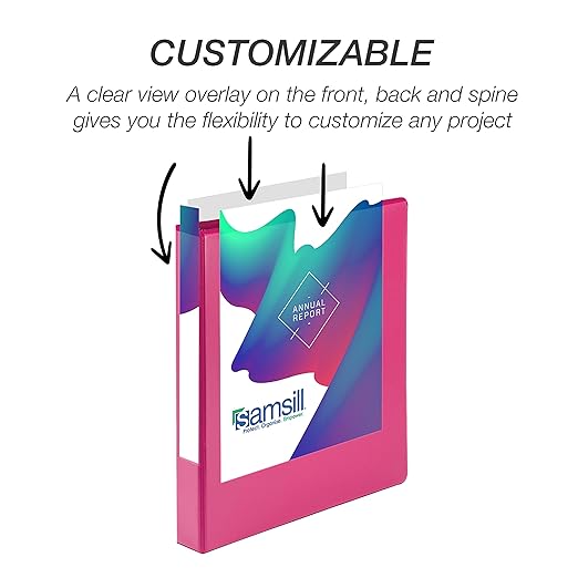 Samsill Durable 1 inch 3 Ring Binder, D Ring Binder, 100% Recycled Chipboard, Fashion Assortment, 4 Pack