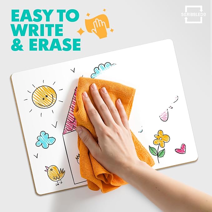 Scribbledo 2 Pack 9x12 Inch Small White Board and Mini Dry Erase Board Handheld Whiteboards for Students, Home, Office, and Kitchen Use, Dry Erase Boards