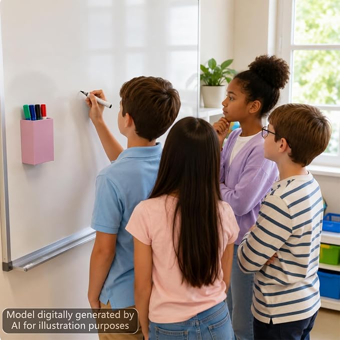 6 Pcs Classroom Magnetic Storage Boxes Magnetic Storage Containers Plastic Dry Erase Marker Holder Plastics Pen Holder for Refrigerator Whiteboard Home Office School Organizer Supply (Soft Colors)