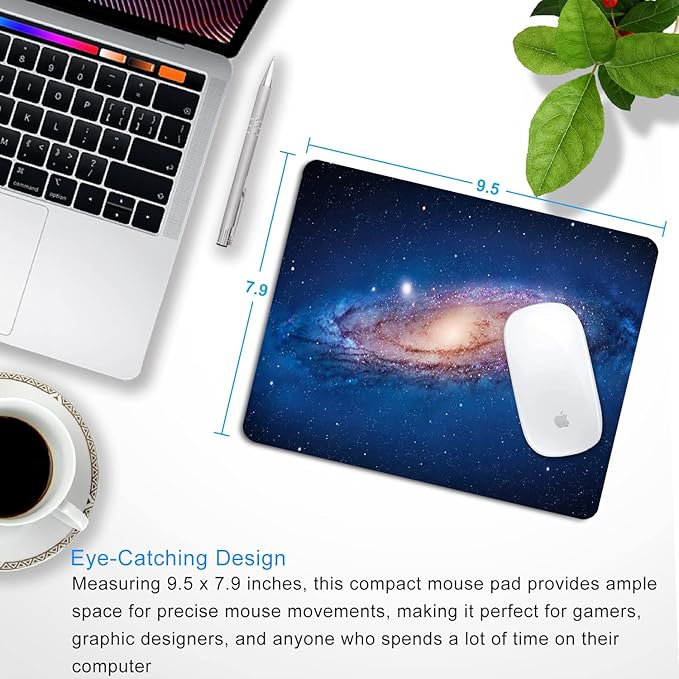 Nebula Mouse pad Small Computer Mouse pad with Personalized Galaxy Design Office Non-Slip Rubber Mousepad