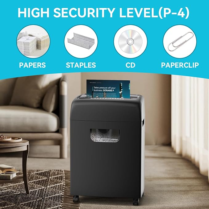 Paper Shredder,18-Sheet High Security Level P-4 Heavy Duty Paper/Card Shredder for Home Office by 5.28 Gallons Pullout Waste Bin (ETL)