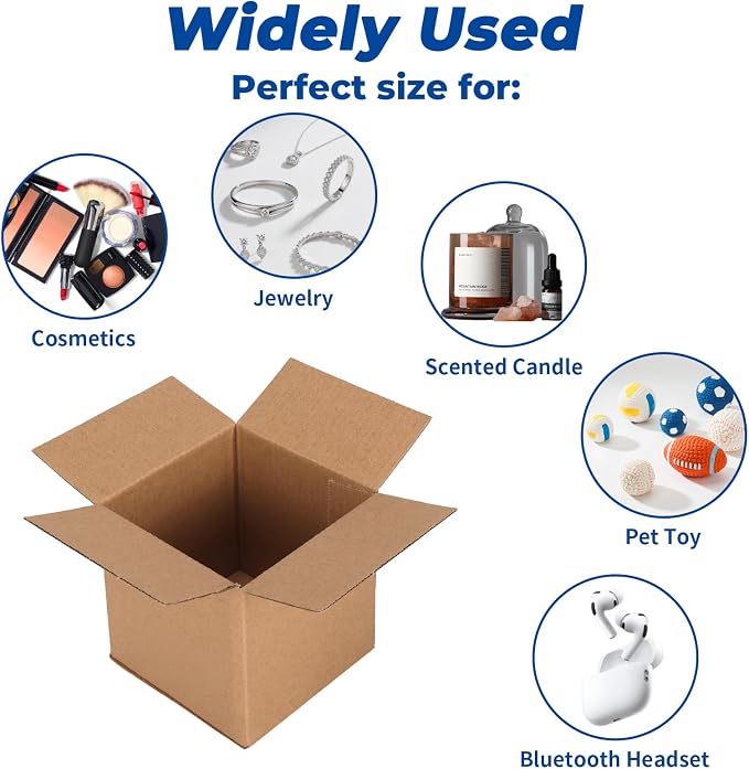 CRUGLA 30 Packs 4x4x4 Shipping Boxes for Small Business, Corrugated Cardboard Boxes Bulk for Shipping Packing Mailing