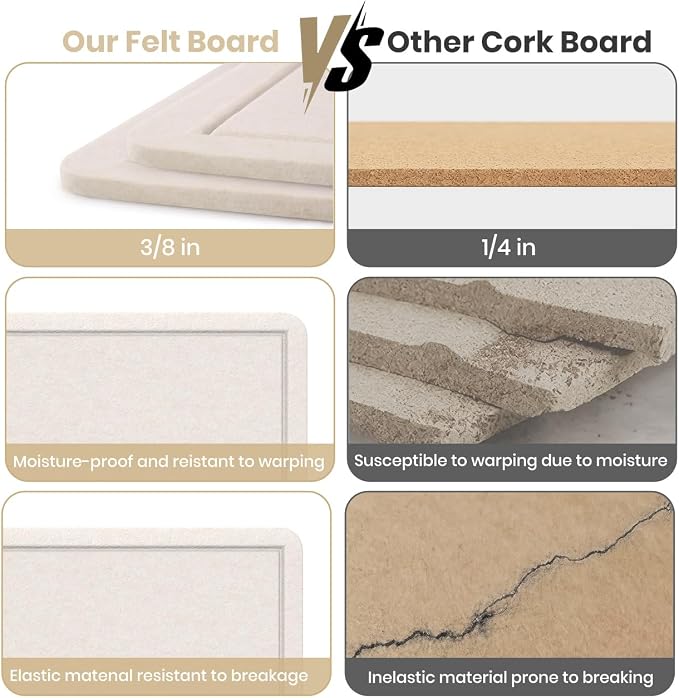 Large Bulletin Board 48" x 36", Felt Pin Board, Oatmeal | Cork Board Alternative for Wall, Foldable Self-Adhesive Vision Board Prayer Board with Pushpin for Classroom, Office & Home