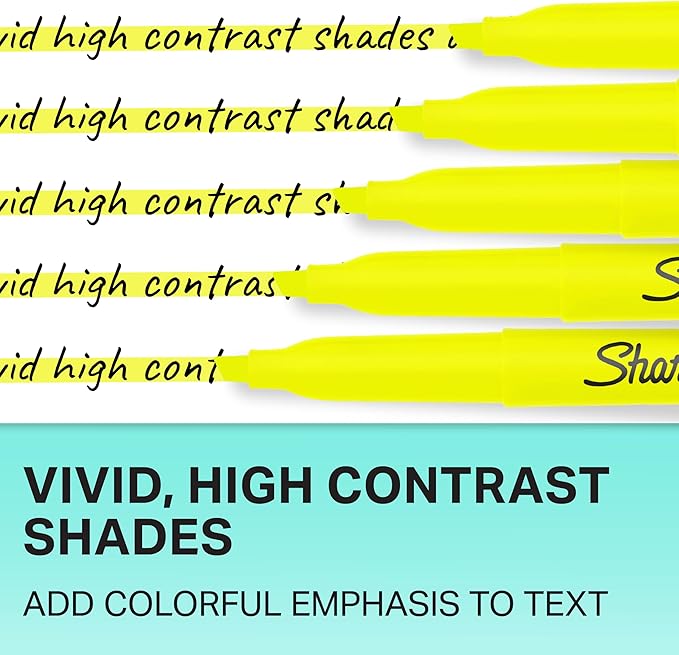 Sharpie Accent Pocket-Style Highlighters, 2 Fluorescent Yellow Highlighters (27162PP)