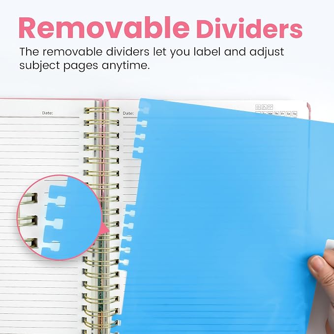 Spiral Notebooks for Work 5 Subject Notebook with Removable Dividers | Aesthetic Hardcover Journal for Women 8.5" x 11" College Ruled 280 Pages Journal for School & Note Taking, Sunset Arroyo