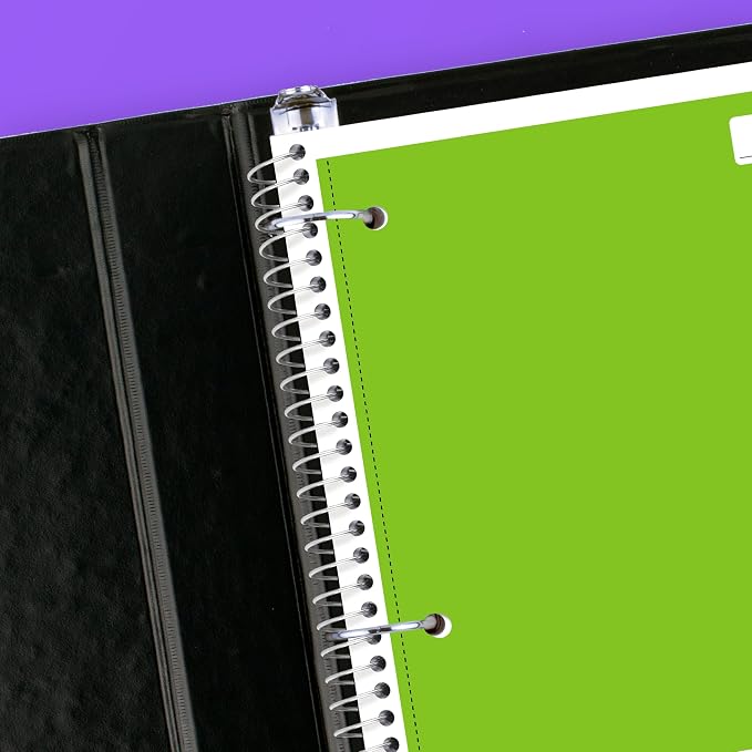 Mead Spiral Notebook, 1 Subject, Wide Ruled Paper, 8" x 10-1/2", 70 Sheets, Selected Colors Will Vary, 6 Pack (930267)