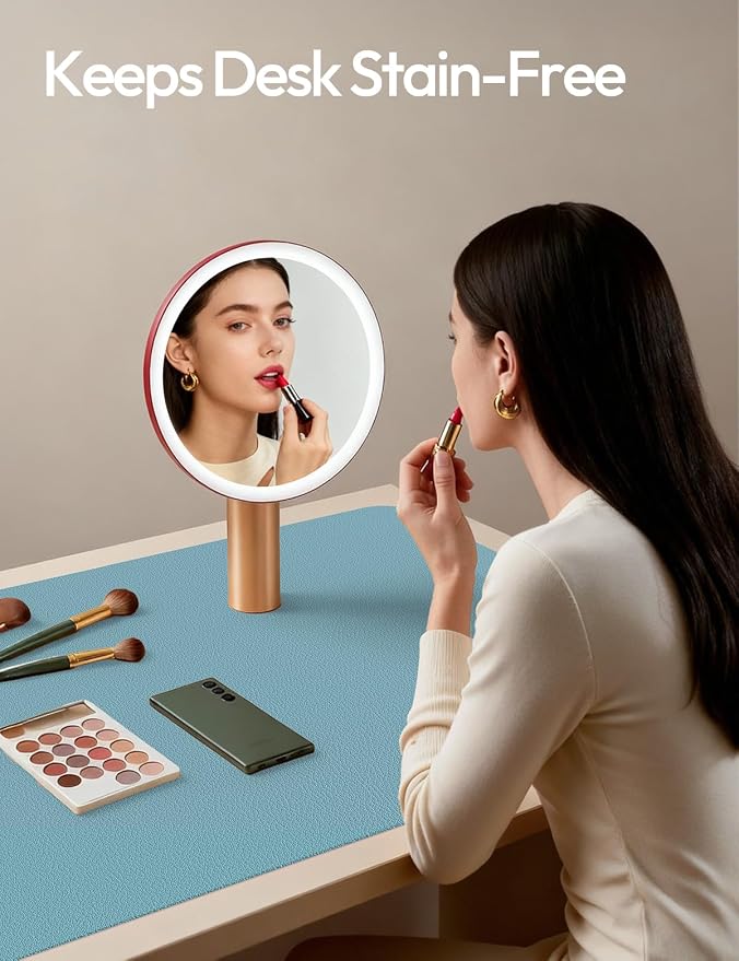 YSAGi Leather Desk Protector, Office Mat, Large Mouse Mat, Non-Slip PU Leather Blotter, Laptop Desk Mat, Waterproof Writing Pad for Office and Home(Aquamarine, 55" x 17.2")