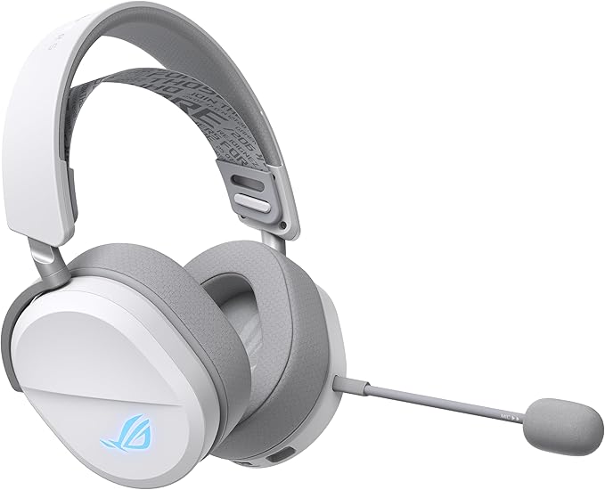 ASUS ROG Pelta Wireless Gaming Headset with Detachable Mic – Tri-Mode (BT, 2.4GHz, USB-C) 50mm Titanium-Plated Drivers, 70Hr Battery, Ergonomic, Lightweight, for PC, PS5, PS4, Switch, Mobile - White
