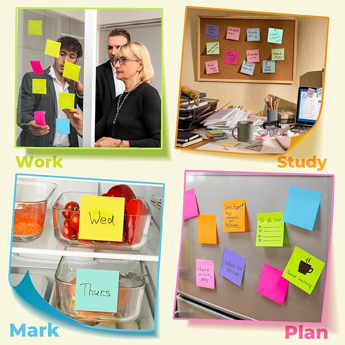 Sticky Notes 3x3 Inches, Macaron Colors Self-Stick Pads, Easy to Post for Home, Office, Notebook,100 Sheets/pad (10 Pads)