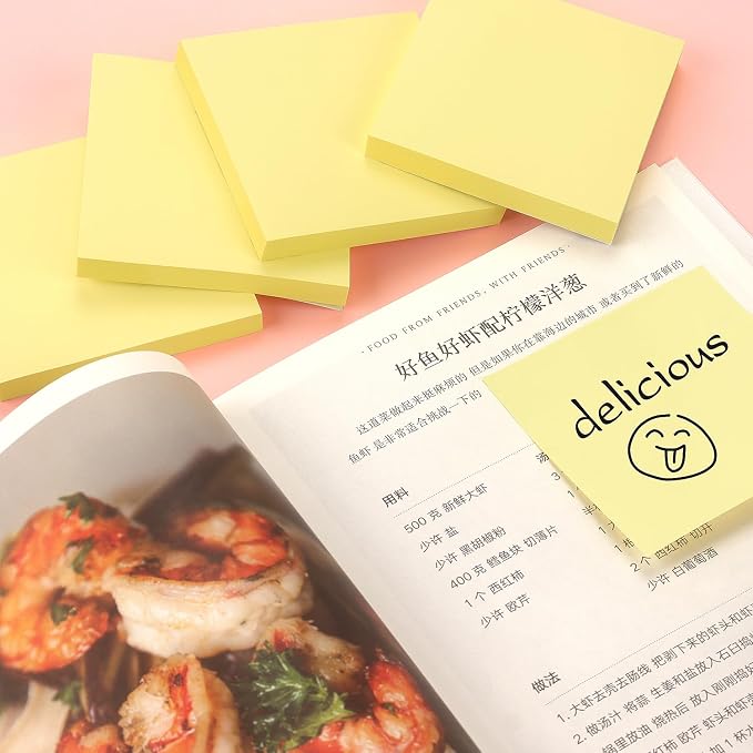 OSBOO Sticky Notes 3x3 with Bright Colors, 4 Pads 90 Sheets/Pad (Yellow) | Bright Yellow Self-Stick Notes Pads, 360 Sheets Total, Easy to Stick and Remove, Perfect for Office, School and Home
