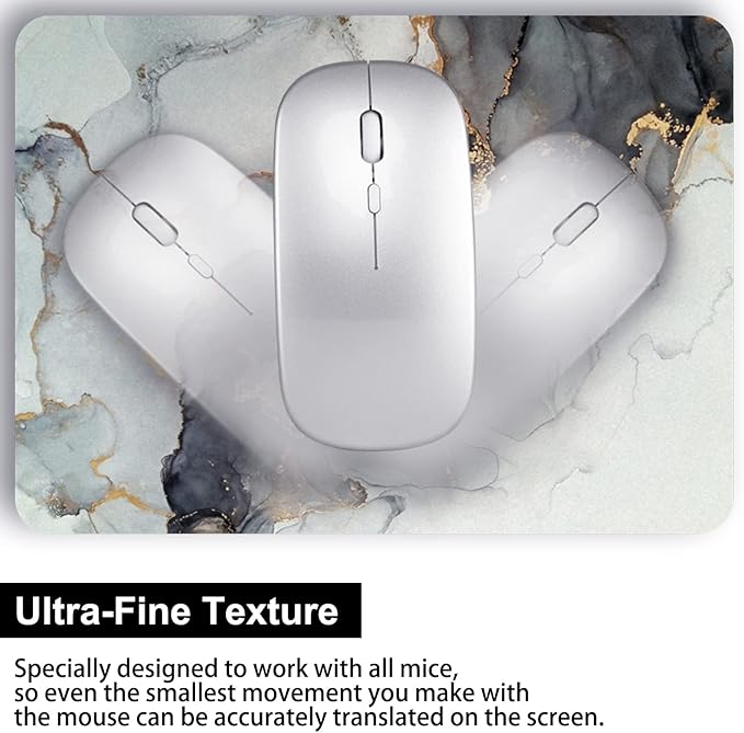 Audimi Small Mouse Pad 6 x 8 Inch, Mini Mouse Pad Thick for Laptop Wireless Mouse Home Office Travel, Portable & Washable (Grey Marble)