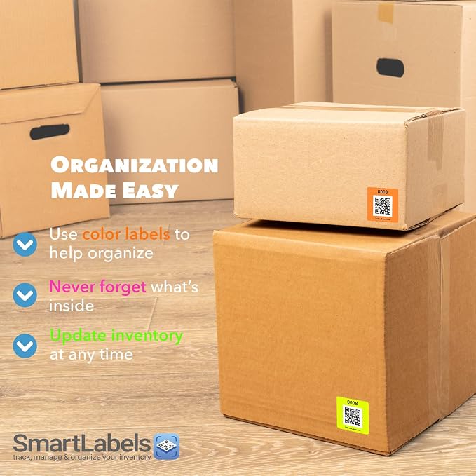 QR Code Stickers with AI Photo Analysis App - Auto-Creates Item Descriptions - No Typing - Made in USA - QR Code Labels for Storage & Inventory Tracking, Organization & Moving, Pack of 48