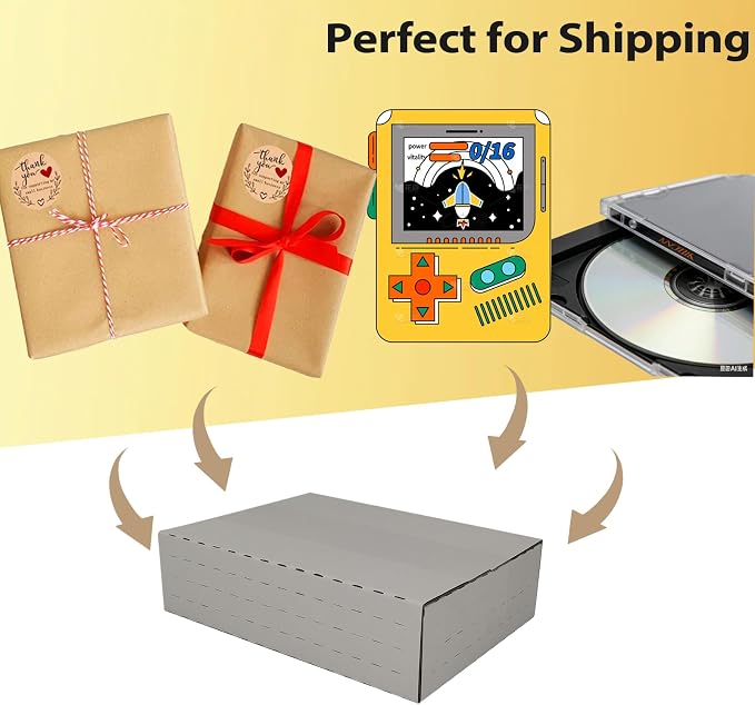 50 Pack DVD Shipping Box Mailers 7.5×5.5×2" Height Adjustable for Games CDs | SZYANGDA Sturdy Corrugated Easy-Fold Mailers for DVDs, Video Games & CD Cases, Adjustable Depth, White