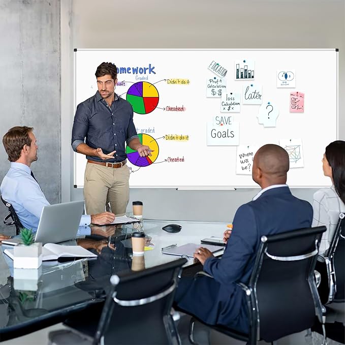 XBoard Magnetic Dry Erase Board 4' x 8' Wall Mounted | 96 x 48 Inches Large Whiteboard with Aluminum Frame for Office, School, Conference Room