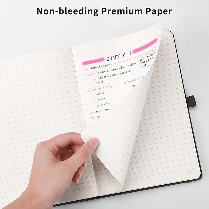 RETTACY Lined Journal Notebook, 192 Numbered Pages, A5 Medium Size (5.7'' x 8.3''), for Men & Women, Journaling, Writing, Work & Office, Leather Hardcover, 100 GSM Thick Paper (Orange)