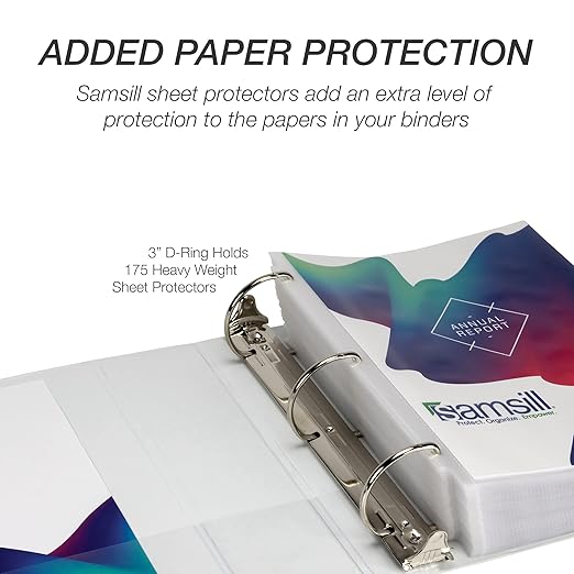 Samsill Durable 3 inch 3 Ring Binder, D Ring Binder, 100% Recycled Chipboard, White