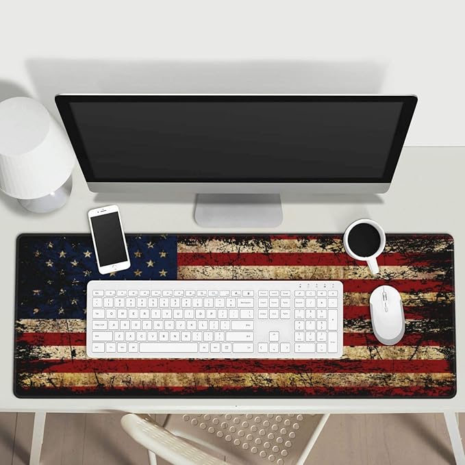 American Flag Gaming Mouse Pad, Large Mouse Pad for Desk Mat XXL XL Mousepad, Big Keyboard Pad Office Desk Accessories Decor