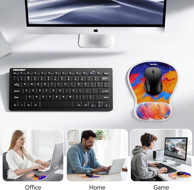 TECKNET Gel Mouse pad, Ergonomic Mouse Pad with Gel Wrist Support for Relieve Wrist Pain Comfortably - Non-Slip Base & Waterproof Surface for Office, Gaming, and Study Comfort - Oil Painting