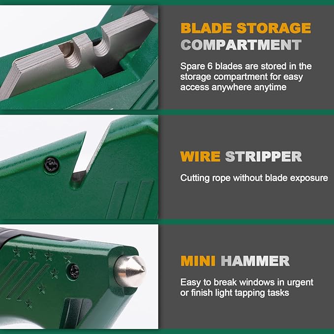 Heavy Duty Utility Knife Retractable, All Metal Body Construction with Non-Slip Grip, Quick Change Blade, for Drywall, Carpet, Cardboard Boxes