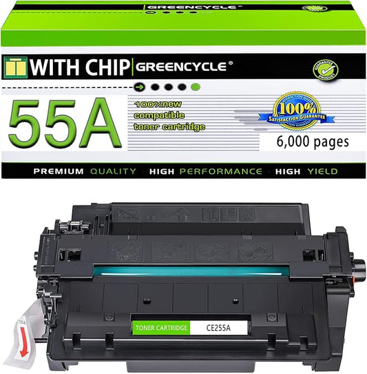greencycle 55A CE255A Compatible P3015 M521dn Toner Cartridge Replacement for HP 55A CE255A 55X CE255X Work with LaserJet P3015dn P3015x Pro 500 MFP M521dw M521 M525 Printer (Black, 1-Pack)