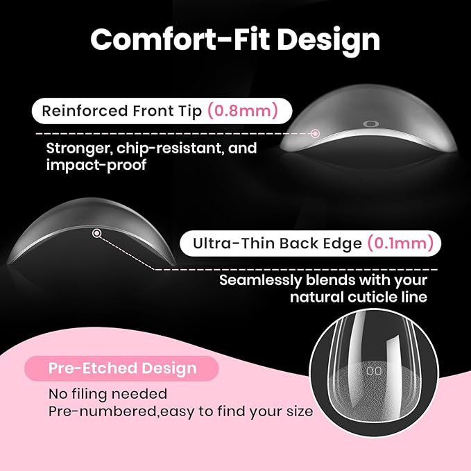 Beetles Gel Nail Kit Curve-EX, Almond Short, 320pcs 16 Sizes Nail tips, with 15g Nail Glue Gel Hands-Free, 7.5ml Base Gel & Top Coat, Mini Lamp, for Acrylic Press On Nail, Extension DIY Set at Home
