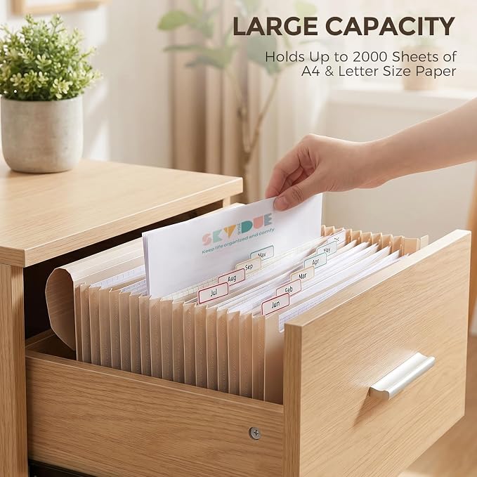 SKYDUE Accordion File Organizer, Expanding File Folder with 13 Pockets, Portable Document Paper Bill Receipt Organizer, Home School Office Supplies, Letter A4 Size Brown