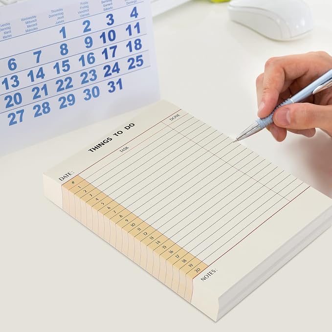 Spakon 300 Sheets Daily to Do List Notepad Notebook Library Card to Do Planner Checklist Memo Writing Pad Schedule Reminder Office Homework Planner for Task, 6" x 8(Retro,Beige)