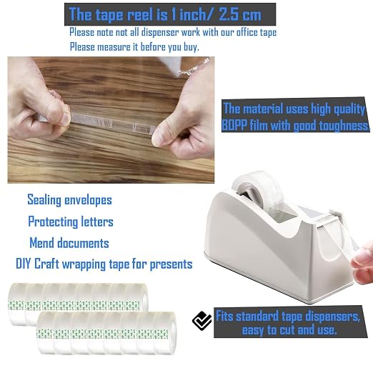 16 Pack Clear Tape Transparent Tape Refills Rolls Each Roll 3/4 x 1000 Inches, 1 inch Core, for Office, Home, School