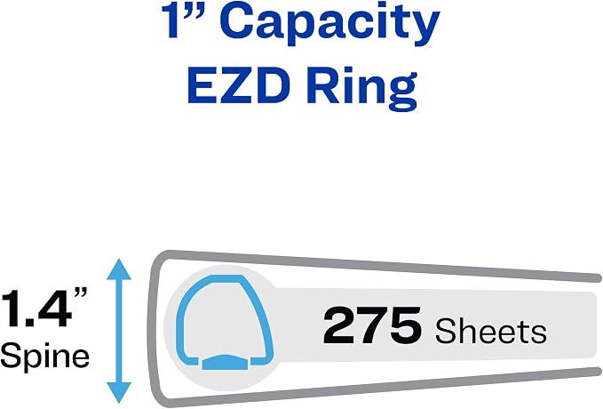 Avery® Heavy-Duty View 3 Ring Binder, 1" EZD® Rings, 1 Red Binder | For Heavy School, Home and Office Use, DuraHinge Tear-Resistant Spine, DuraEdge Split-Resistant Sides, Four Stacked Pockets