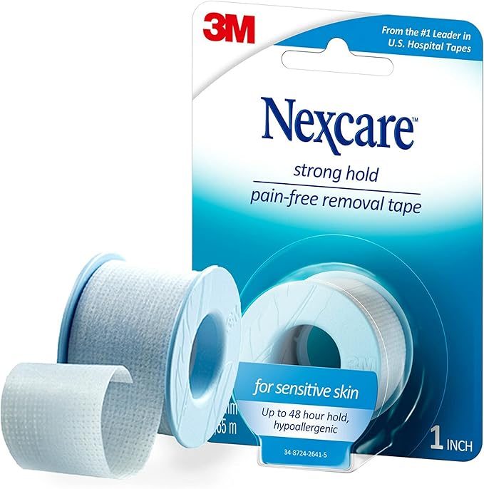 Nexcare Sensitive Skin Low Trauma Tape, 6 Count – Gentle Adhesive Medical Tape for Fragile or Delicate Skin, Hypoallergenic & Latex-Free, Ideal for Post-Surgery Care, Pediatric Use, Frequent Changes