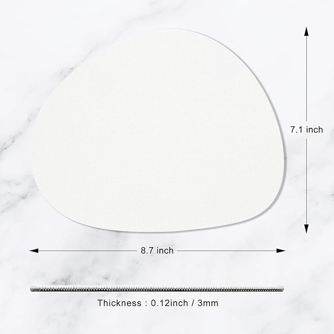 Hsurbtra Mouse Pad, Premium-Textured Small Oval Mousepad 8.7 x 7.1 Inch White, Thick 3 mm Anti-Slip Waterproof Rubber Pretty Cute Computer Mat for Office Home Gaming Laptop Men Women Kids