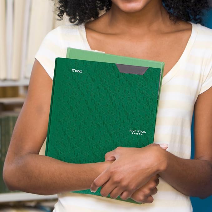 Five Star 2-Pocket Folder, Plastic Folder with Stay-Put Tabs and Prong Fasteners, Holds 8-1/2" x 11" Paper, Forest Green (72111) (Pack of 2)