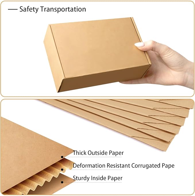 Shipping Boxes Medium 10x8x2 Inches, 40 Pack Brown Corrugated Cardboard Mailer Boxes for Packaging Small Business Mailing Gift