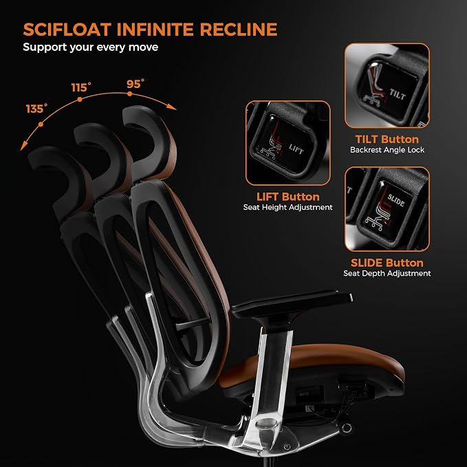 TOMU Genuine Leather Office Chair - Ergonomic Executive Office Chair for Boss and Manager, with Adjustable armrest, Headrest, Lumbar Support and Reclining Back- Luxury and Commercial