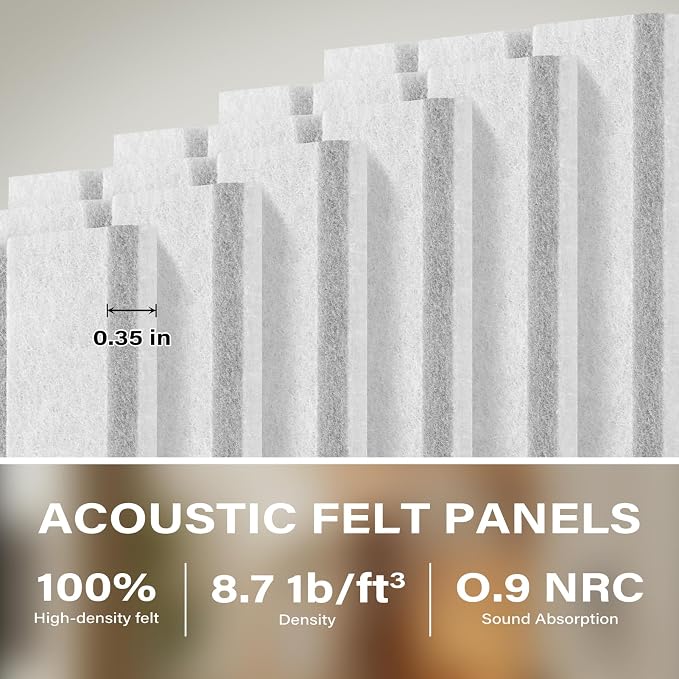 Felt Bulletin Board,47.2"x35.4" 12 Pack Cork Board Alternative Milky White | Large Felt Wall Tiles for Office & Home Decor,Pin Board for Walls with 30 Pcs Pushpins and 72 Adhesive Tabs