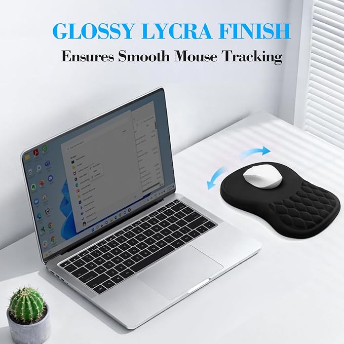 Ergonomic Mouse Pad with Wrist Support, Memory Foam Mousepad with Massage Design, Wrist Rest Mouse Pads for Carpal Tunnel Pain Relief, Non-Slip PU Base for Office Desk/Gaming (Black)