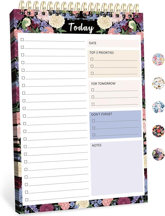 To Do List Notepad - Undated Daily Planner for Work and Goal Achievement | 52 Sheets, Large Writing Space, Ideal for Home, Office & School, Perfect for Daily Planning & Staying Organized,Big Bloom