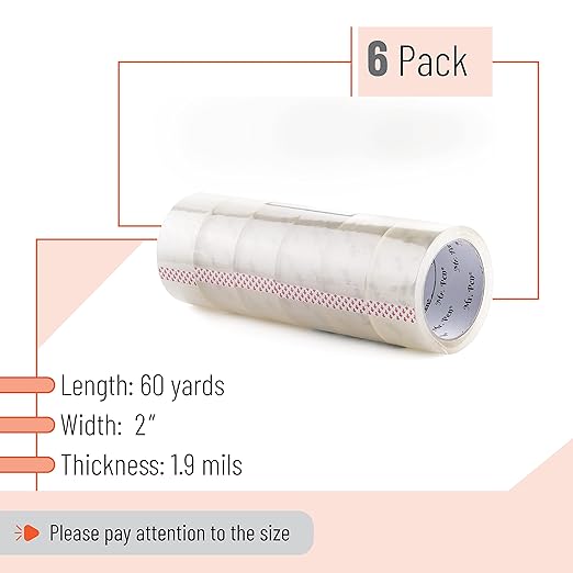 Mr. Pen- Packing Tape, 6 Pack, 2' Wide, 60 Yards, Clear Moving Tape Roll Refills