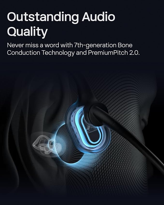 SHOKZ OpenComm2 UC 2025 Upgrade - Open-Ear Wireless Computer Headset with Boom Mic, Bone Conduction Bluetooth Stereo Headphones, USB-A Dongle Compatible with PC and Mac, Zoom Certified - C120UC