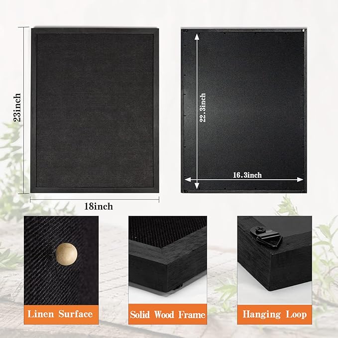 Miratino Large Bulletin Board, 23 "x18 Black Cork Boards for Walls with Frame, Pin Display Board Vision Board for Home School Office Decor