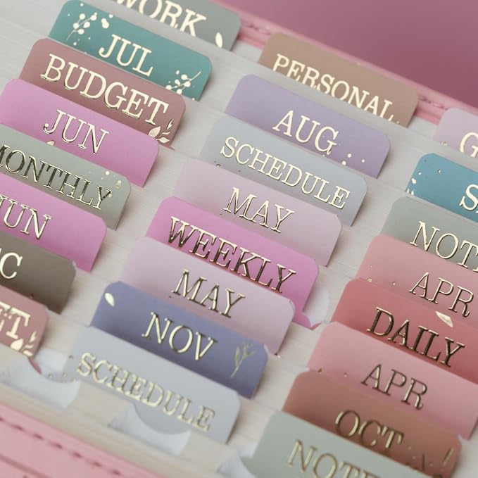 UPAFEXXI-Laminated Planner Monthly Tabs, 72 Stickers in Total | 24 Month,24 Subject,24 Blank,Calendar Monthly Label Stickers for Planners, Subject Label Adhesive Tabs for Folders, Pages