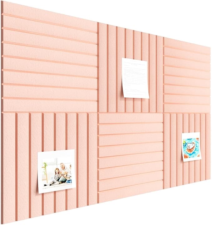 Stripe Felt Bulletin Board Tiles, Cork Board Alternative 24 x 36 in | 0.35 in modular felt wall tiles for notes, photos, schedules, reminders in offices, classrooms, home and office workspaces