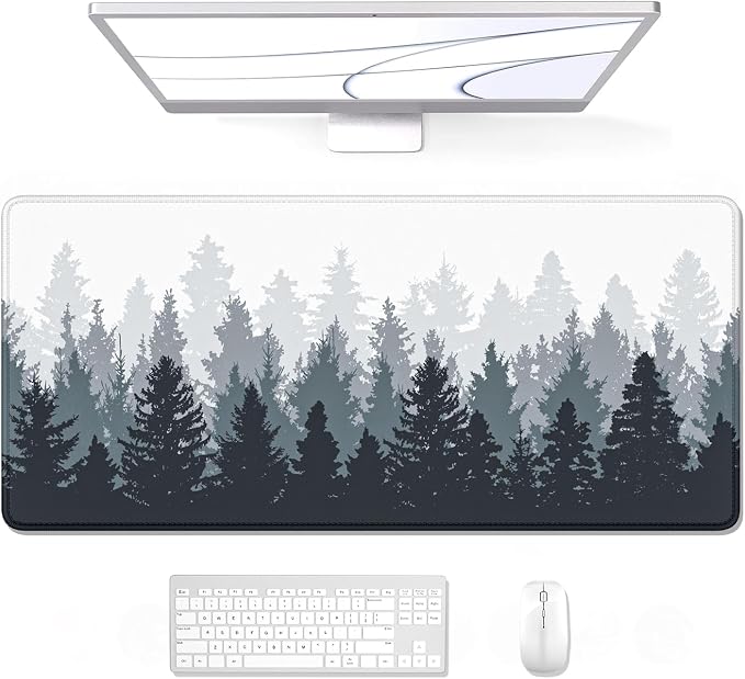 Auhoahsil Desk Mouse Pad, Oversized Forest Desk Mat 35.4 x 15.7 Inch, Extended Long Gaming Mousepad Non-Slip Rubber Base Stitched Edges XXL Ultra Large Thin Full Desk Pad for PC Laptop Gaming Work