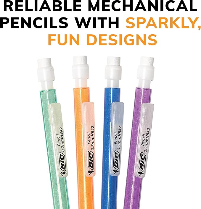 BIC Mechanical Pencils #2 XtraSmooth, 0.7mm Medium Point, Pack of 80 | Various Color Bright Edition Barrels, Bulk School Supplies for Teachers and Classrooms, 80-Count Pack