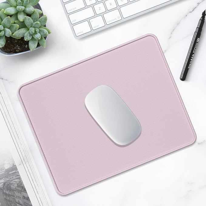 Hsurbtra Mouse Pad, Premium-Textured Square Mousepad 10.2 x 8.3 Inch, Stitched Edge Anti-Slip Waterproof Rubber Pretty Cute Computer Mat for Office Gaming Laptop Women Kids Dark Pink