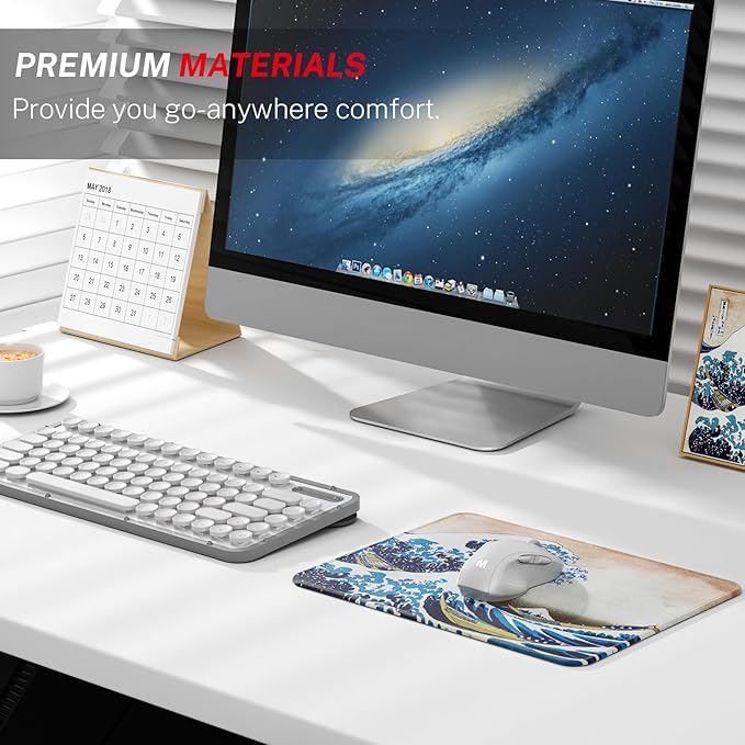 MROCO Mouse Pad [30% Larger] with Anti-Fray Stitched Edges, Premium-Textured Waterproof Surface, Non-Slip Rubber Base, Computer & Gaming Mouse Mat for Laptop, Office & Home, 8.5 x 11 in, Big Wave