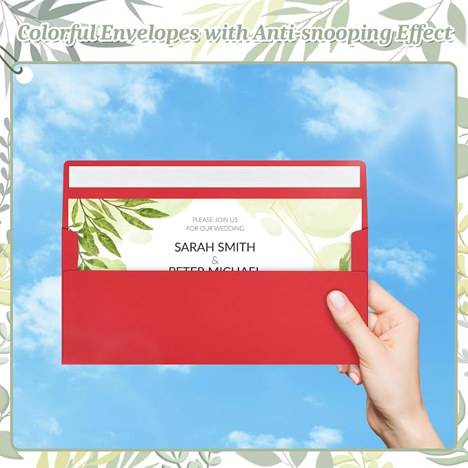 200 Red #10 Business Envelopes, Self Seal Standard Envelopes, Windowless Business Mailing Envelopes for Office, Checks, Letters, Invoices, Statements, Wedding, 4-1/8 x 9-1/2 inch