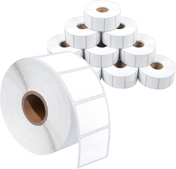 1.25" X 1" Direct Thermal Labels (13000 Count, 10 Rolls) | Barcode Stickers, SKU Labels, Product Identification - Compatible With Zebra Desktop Printers, NOT Rollo Compatible