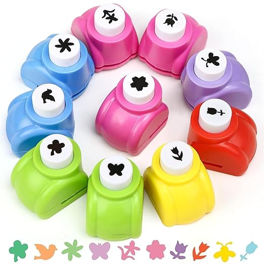 LOVEINUSA 10 PCS Flower Shaped Craft Hole Punch Set for DIY Crafting, Scrapbooking,Tissue Paper for Gift Bags, Festival Wedding Paper DIY Projects, Gift Tags, Mini Cutter Nail Arts Crafts