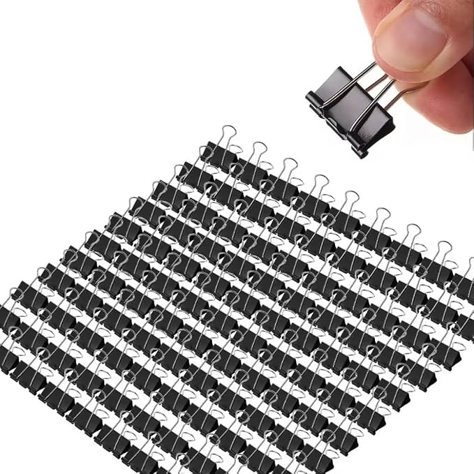 Mini Binder Clips, 144 Pack, 5/8 Inch, Black, Standard 15mm, Micro Paper Clips, Fold Clamp, Capacity 0.23 Inch, Office and School Supplie